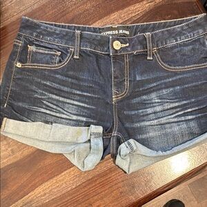 Express Blue Jean Shorts with Distressed Cuffed Hem